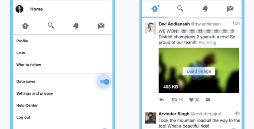 تويتر وتطبيق توفير استهلاك الانترنت